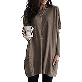 Dokotoo Womens Winter Dresses Long Sleeve Pullover Tunic Tops Crewneck Sweatshirt Dress Casual Mini Dresses