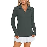 LOMON Women Long Sleeve Shirts Sun Protection 1/4 Zip Summer Quick Dry Hiking Shirts Quarter Zip Pullover for Women