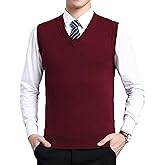 ZUEVI Men's Sweater Vest Classic V-Neck Knitted Pullover Sweaters Tops Sleeveless Relaxed Fit Knitwear Vests