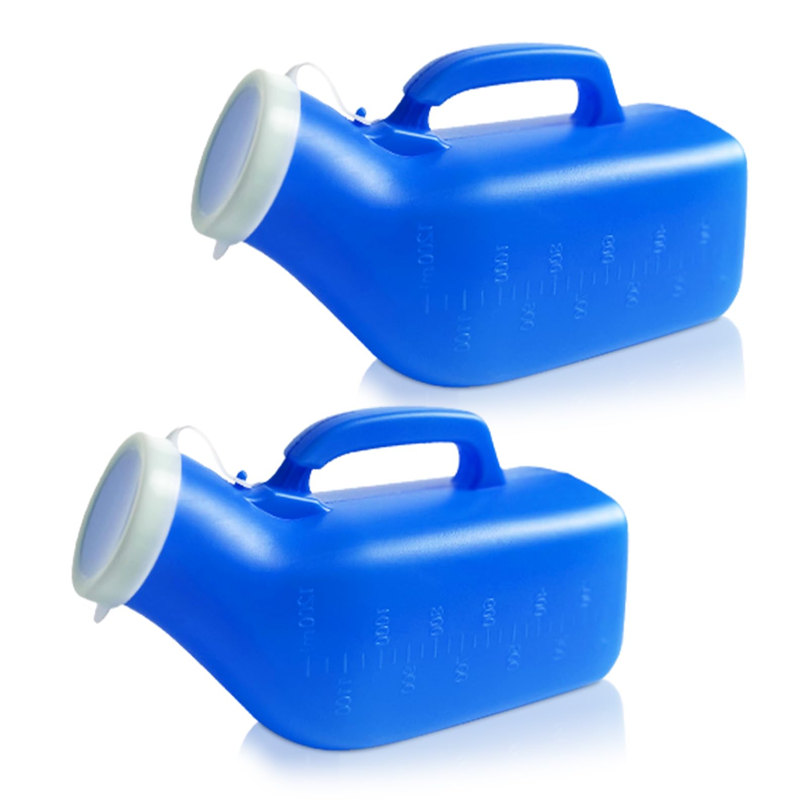 Meleg Otthon Urine Bottles,Portable urinals for Men,Spill Proof 1200ml for Hospital, Incontinence, Outdoor, car, Travel (blue-2-men)