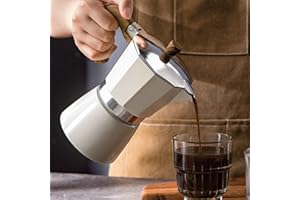 MORDEN MS Moka Pot, Stovetop Espresso Maker 6 Cup/10 OZ Italian Coffee Maker Camping Coffee Pot Manual Cuban Coffee Percolator for Cappuccino or Latte- White