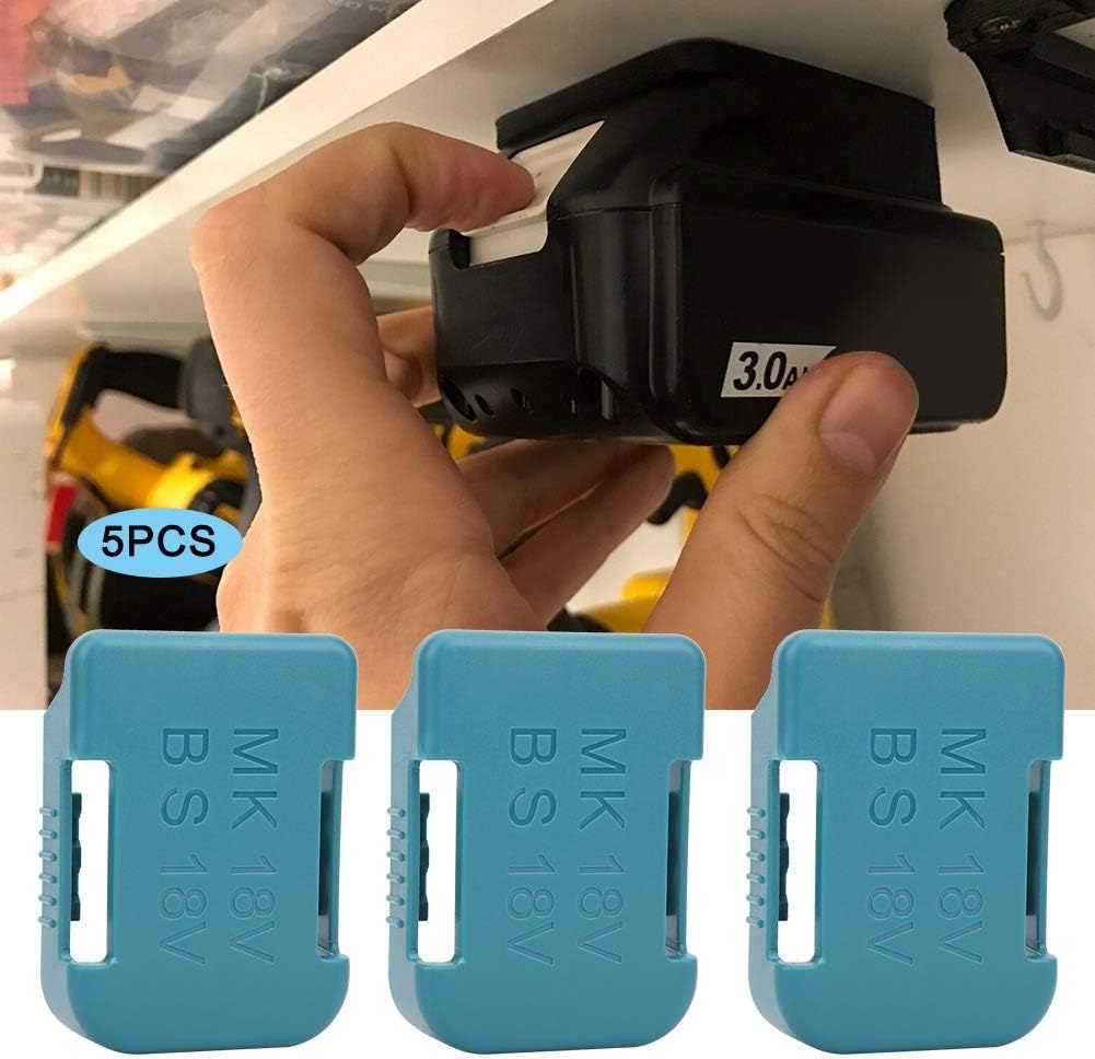 5-Pack Battery Storage Rack & Holder Case for 18V Tools - Durable Battery Organizer in Cyan - Image 5