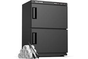 TOVRON 32L Hot Towel Warmer for SPA Professional Double Cabinet Towel Heater Machine for Facial, Massage, Hair Salon, Barber, Estheticians, Beauty Salon,Black