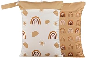 Opgroeie Wet Dry Bags with Two Zippered Pockets and Handle, Reusable Storage Bag for Breast Pump Parts & Baby Items, Waterproof Diaper Bags, Yoga Gym Bag for Swimsuits or Wet Clothes-2pcs, 11.8*15.75"