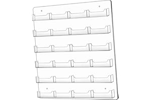 Acrylic Business Card Holder Wall Mount, Clear Sticker Display Stand with Multiple Pockets, Wall-Mounted Marketing Holder for