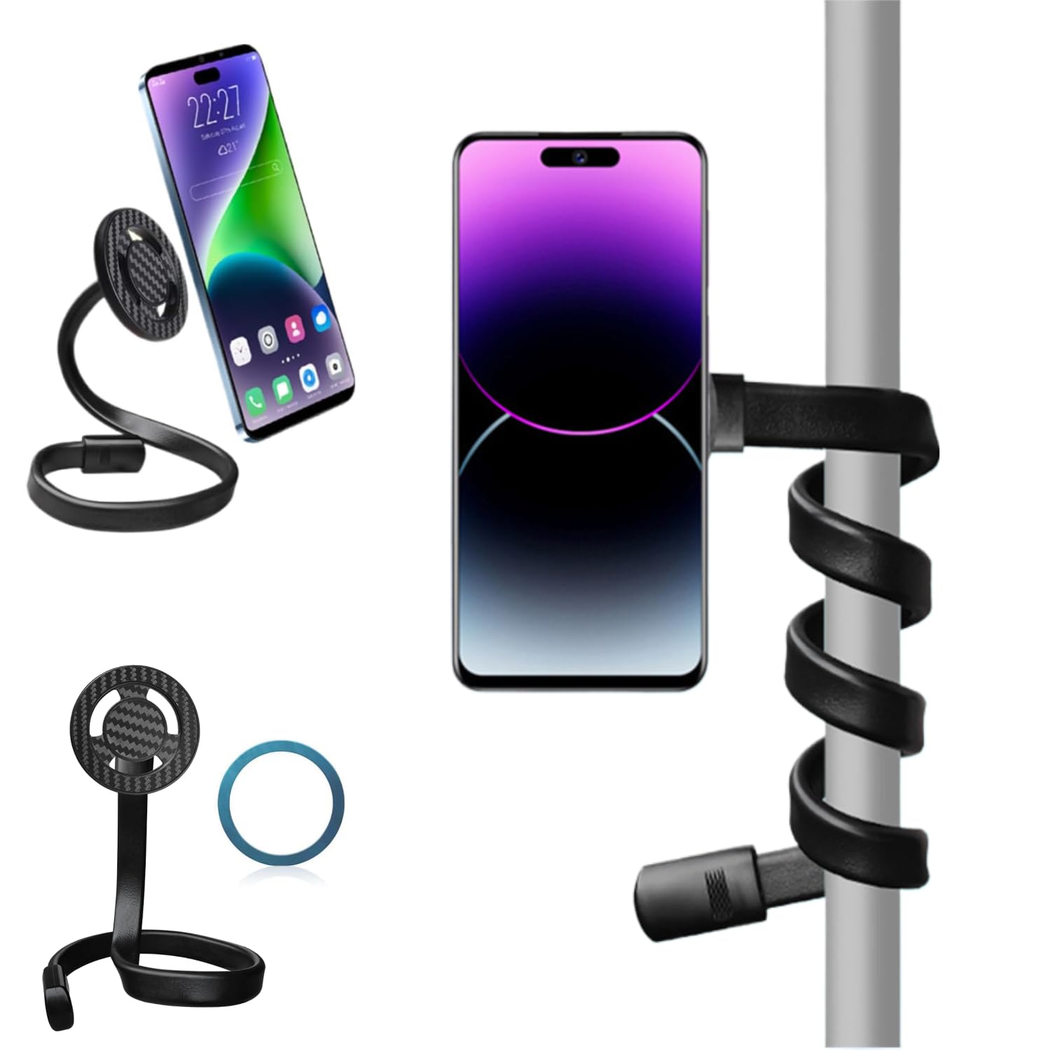Photo 1 of Magnetic Phone Holder Stand with Flexible Arm, Magnetic Flexible Phone Holder Mount for Stroller/Treadmill/Chair/Spin Bike and More Scenarios, Compatible with iPhone, Android Phone and Mag Safe Case