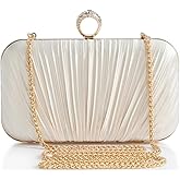 BABEYOND Clutch Purses for Women - Satin Evening Bag Pleated Clutch Handbag for Bride Party Prom Wedding