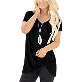SHIBEVER Women's Tops Short Sleeve Twist Knotted T Shirts Summer Blouse Tunic Tops S-2XL