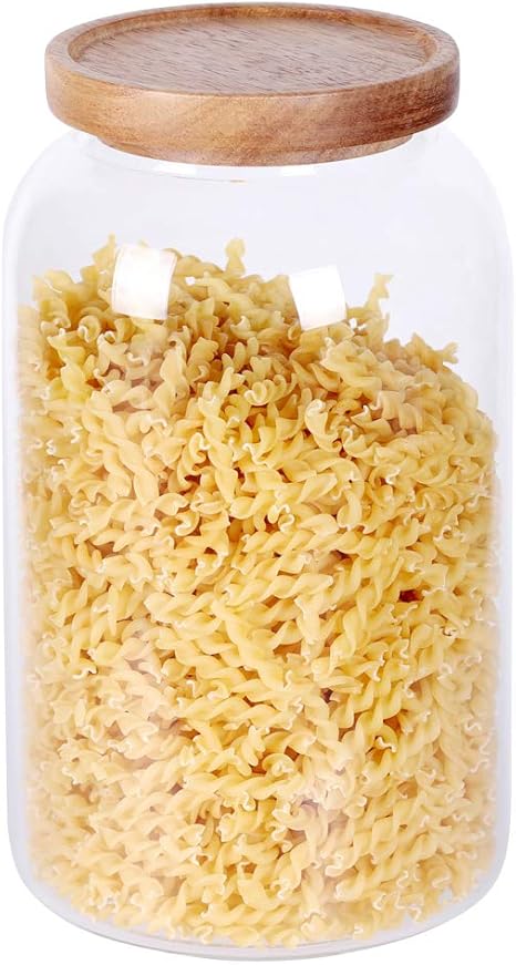Amazon Saiool モダンデザイン 透明ガラス 食品保存容器 ガラス 100液量オンス 3000ml 拡大 密封された木製の蓋 食品 ハーブ 紅茶 保管 簡単使用 掃除 保存容器 キャニスター オンライン通販