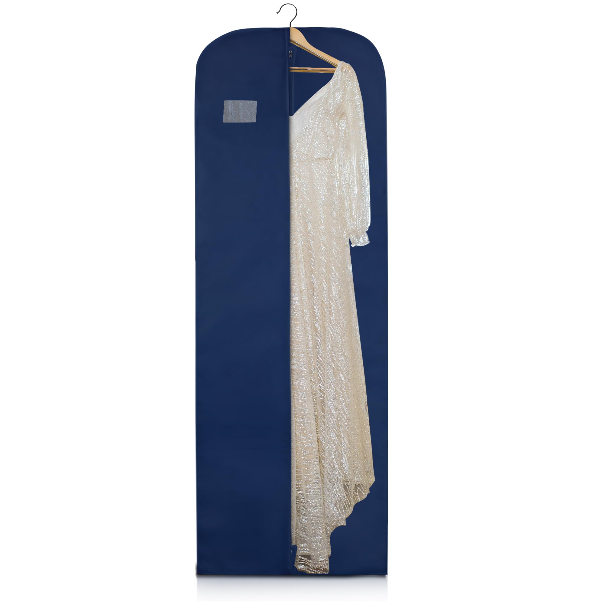 Wedcova Dress Bag | Hanging Garment Bags | Full Length Travel Covers | Wedding Long Clothes Storage Cover with Zipper for Women | 72 Inch (182cm) | Pack of 1 | Navy Blue