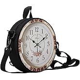 Sannovo Women Novelty Round Clock Shape Zippered Clock Purses for Women Tote Handbag Shoulder Bag, Gift for Mom Girlfriend