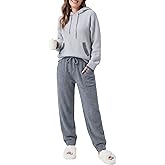 DAVID ARCHY Warm Pajamas for Women Fleece Lounge Sets Winter Fuzzy Cozy Soft Comfy Long Sleeve Pj Sleepwear Hooded Loungewear