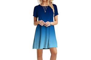 ZWRXW Summer Dresses for Women 2024 Casual Plain Simple Short Sleeve T-Shirt Loose Dress Flowy Beach Mini Dress for Vacation