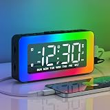 AFEXOA Kids Alarm Clock with RGB Night Lights Large LED Display