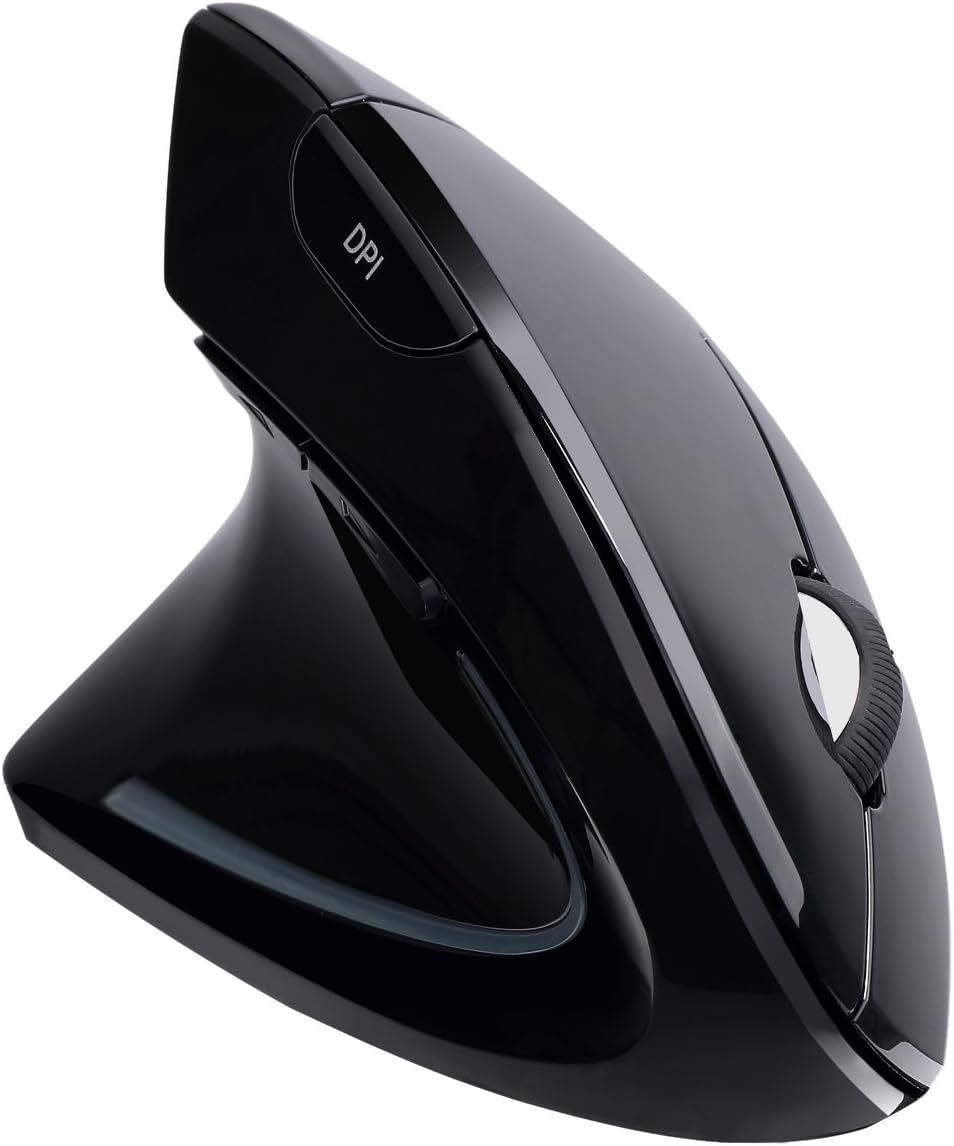 Adesso iMouse E90 Wireless mouse - 10m range - Ergonomic mouse - Vertical - Natural hand fit - Left-handed - Optical sensor - Black