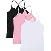 Boao 3 Pieces Girls Dance Tank Tops Racerback Camisole Undershirts Spaghetti Strap Camis Dance Clothes Tank Tops for Girls