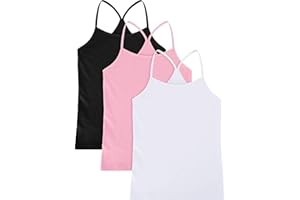 Boao 3 Pieces Girls Dance Tank Tops Racerback Camisole Undershirts Spaghetti Strap Camis Dance Clothes Tank Tops for Girls