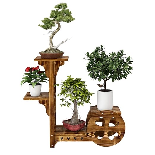 Estantería para Macetas, Soporte de Madera para Flores con 4 ...