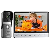 TMEZON Wired Video Intercom System,7 Inches Video Doorbell Camera with Monitor, Wired Video Door Phone Support Unlock, Monitoring, Intercom for Villa Home Office Apartment 500TVL(NTSC US Standard)