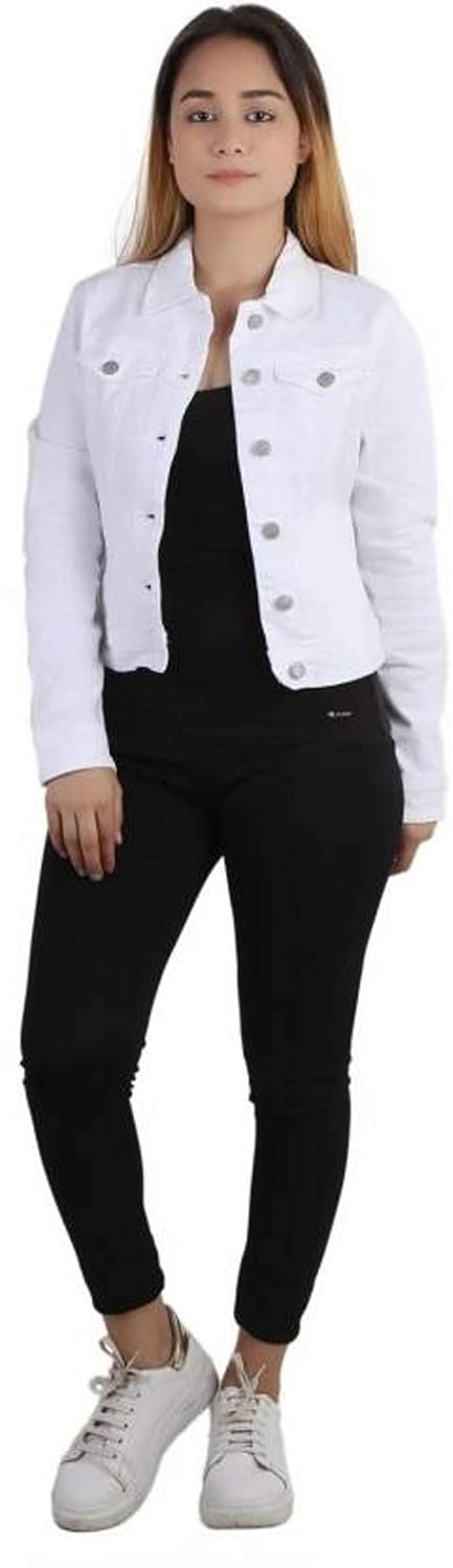 syolo full sleeves solid white women denim jacket