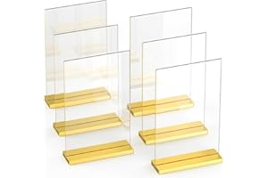 DASHER PRODUCTS 4x6 Luxurious Acrylic Gold Frames, 6 pack, Stunning Photo Displays, Enhance Your Event Ambience with Exquisite Gold Table Number Holders, Showcase Memories in Style with Elegant Gold Sign Holder