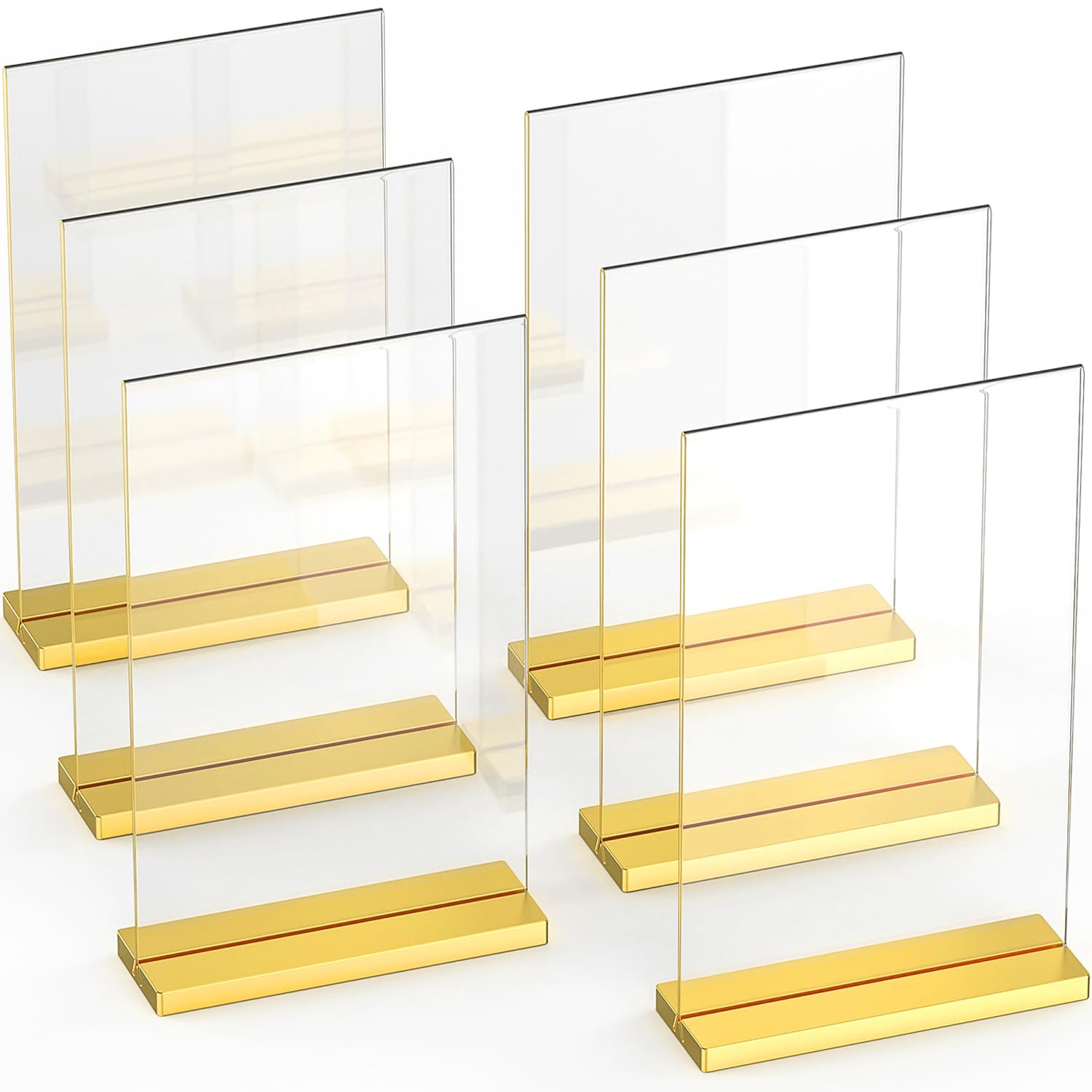 Luxurious Acrylic Gold Frames A6, 6 pack, Stunning Photo Displays, Enhance Your Event Ambience with Exquisite Golden Table Number Holders, Showcase Memories in Style with Elegant Gold Sign Holder
