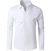 GIANZEN Mens Dress Shirts 4-Way Stretch Long Sleeve Slim Fit Formal Shirt Business Casual Wedding Dating Button Down Shirts