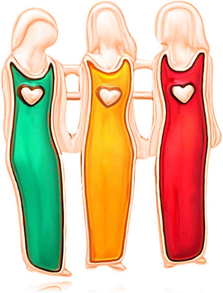 LLAin Cartoon 4 Sisters Friends Shape Brooch Color Painting Oil Family Pins