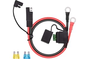 SAE Battery Connector - iGreely 10 Gauge Wire SAE to O Ring Terminal, 2-Pin Quick Disconnect SAE Battery Cable Extension Wire for Solar Panel Automotive Marine Motorcycle Cars RV 10 AWG 2ft/60cm