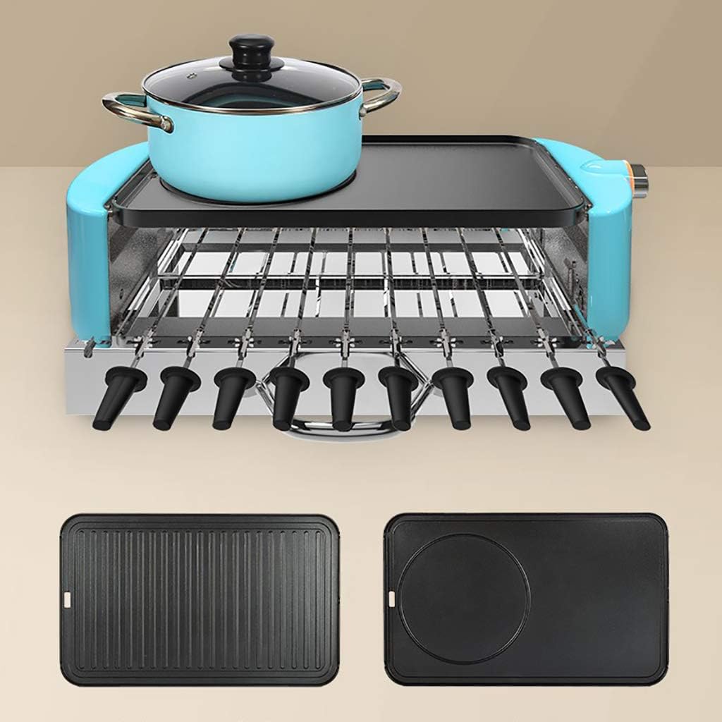 review Household Multi-function Smoke-free 2-layer Electric Grill, Non-stick Coating Barbecue Grill, Temperature Adjustment, 1800W