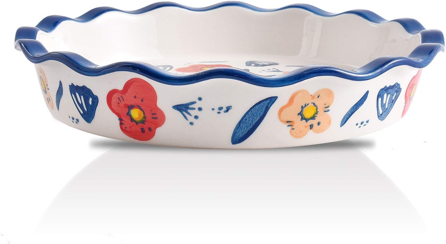 MDZF SWEET HOME Pie Pan Ceramic Baking Dish for Oven 10 Inch Pie Plate Round Bakeware