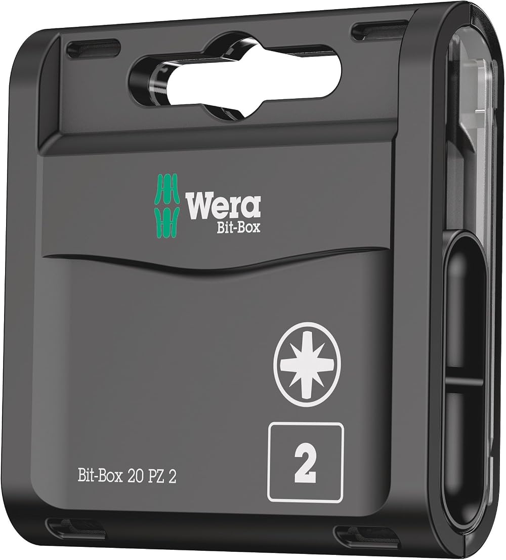 Wera Bit-Box 20pc PZ2 Extra Hard 25mm Bits for Drill Drivers 05057760001
