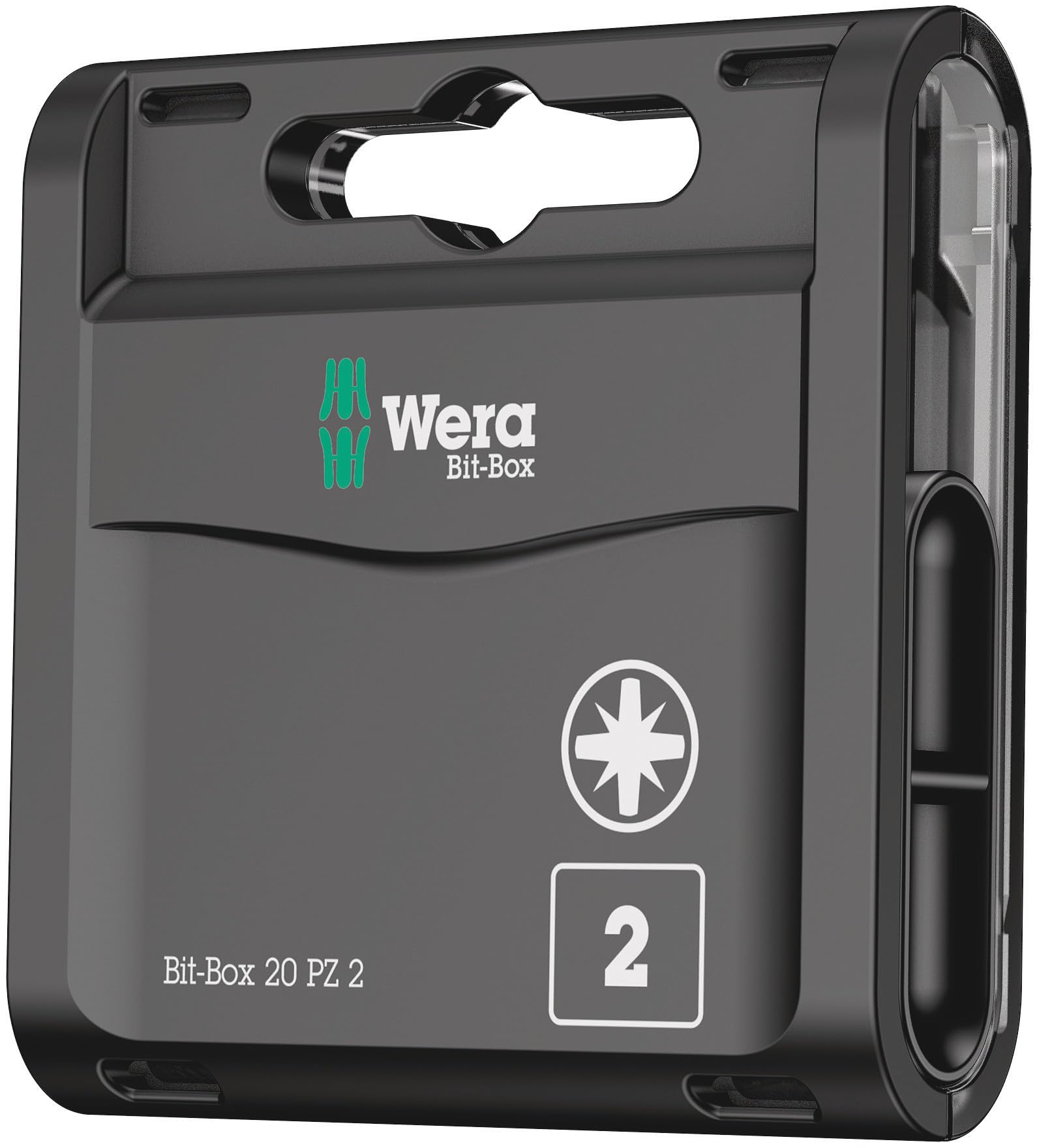 Wera Bit-Box 20 H PZ2 Extra Hard bits for Drill/Drivers, 25mm, 20pc Pack, 05057760001, Black