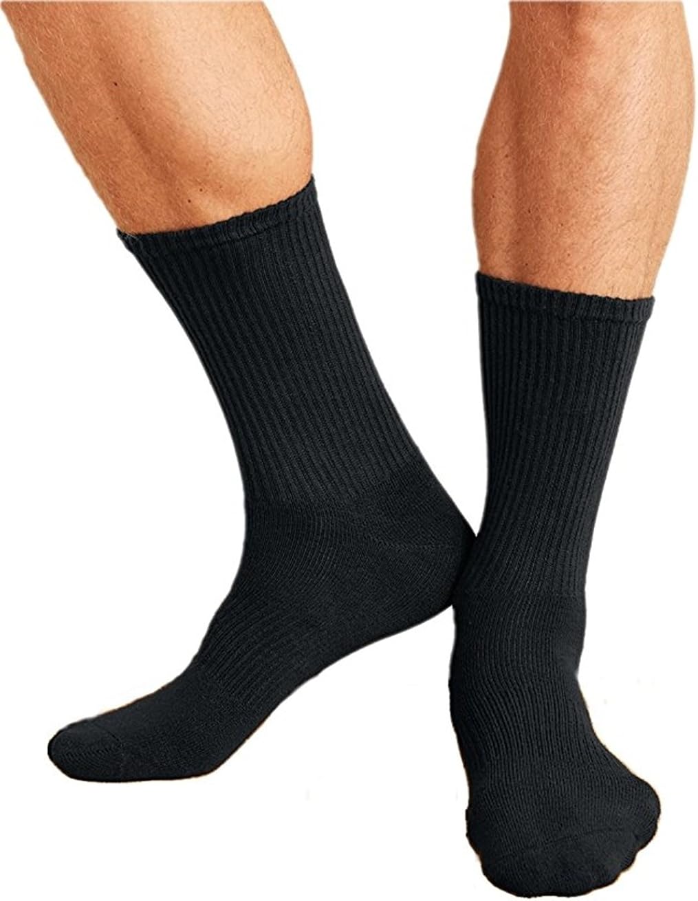 Gildan Men’s Platinum Athletic Cotton Crew Socks Black (6 Pack