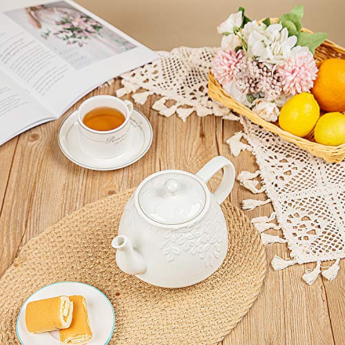 Toptier Leaf Teapot, Porcelain Tea Pot with Stainless Steel Infuser