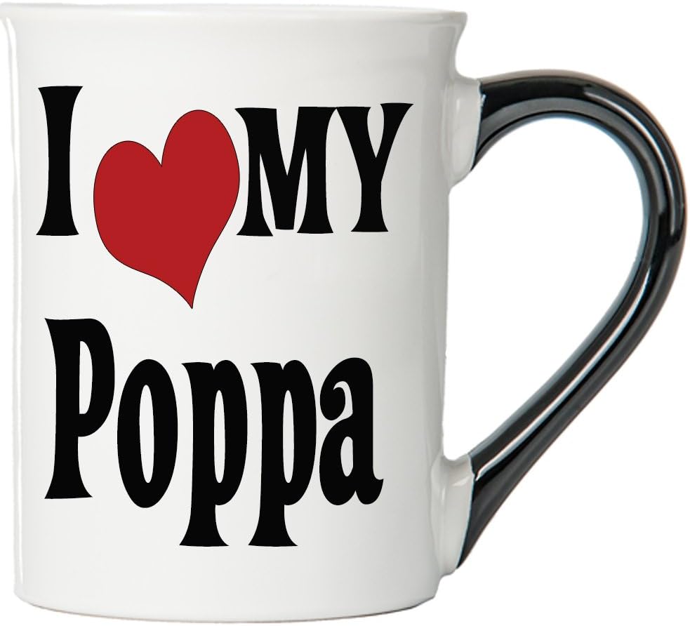Cottage Creek Poppa Mug I Love My Poppa Large 18 Ounce Ceramic Poppa Coffee Mug/Poppa Gifts [White]