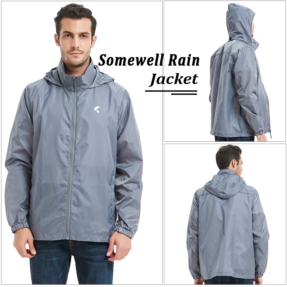 Mens Windbreaker Outdoor Lightweight Packable Raincoat 6 Colors S5XL