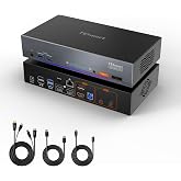 TESmart Thunderbolt 4 KVM Switch 2 Monitors 2 Computers 4K@60Hz, HDMI+DisplayPort KVM Switch Dual Monitor for 1 Laptop (TB4 USB C w/Charging 60W) &amp; 1 Desktop (HDMI 2.0 &amp; DP1.2), Gigabit Network, EDID
