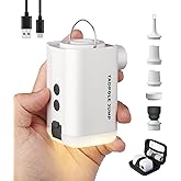 3600mAh 5.5Kpa Portable Air Pump for Inflatables, Cordless Rechargeable Mini Electric Pump for Mattress, Pool Floats, Vacuum Storage Bags, 3-in-1 Camping Essentials Camping Light & Power Bank