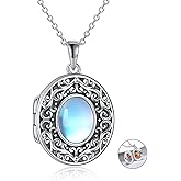 TIGER RIDER Gold Sunflower Locket Necklace 925Sterling Silver Photo Locket Necklace That Holds Pictures Oval Shaped Photo Jewelry for Women