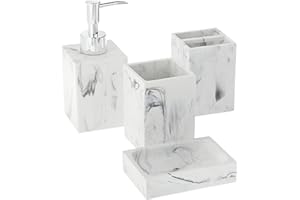 Sweet Home Collection Bathroom Accessories Collection Unique Decorative Beautiful Designs Bath Décor, 4 Piece Set, Plaza