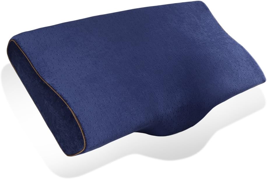 FuRong Memory Foam Pillow for Optimal Comfort Sleep and Neck Pain Relief, Contour Memory Foam Pillow with Removable and Washable Pillow Cover, Standard, 1-Pack Blue