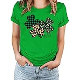 St Patricks Day Shirt Women Lucky Irish Shamrock Graphic Tees Casual Holiday Short Sleeve Tops