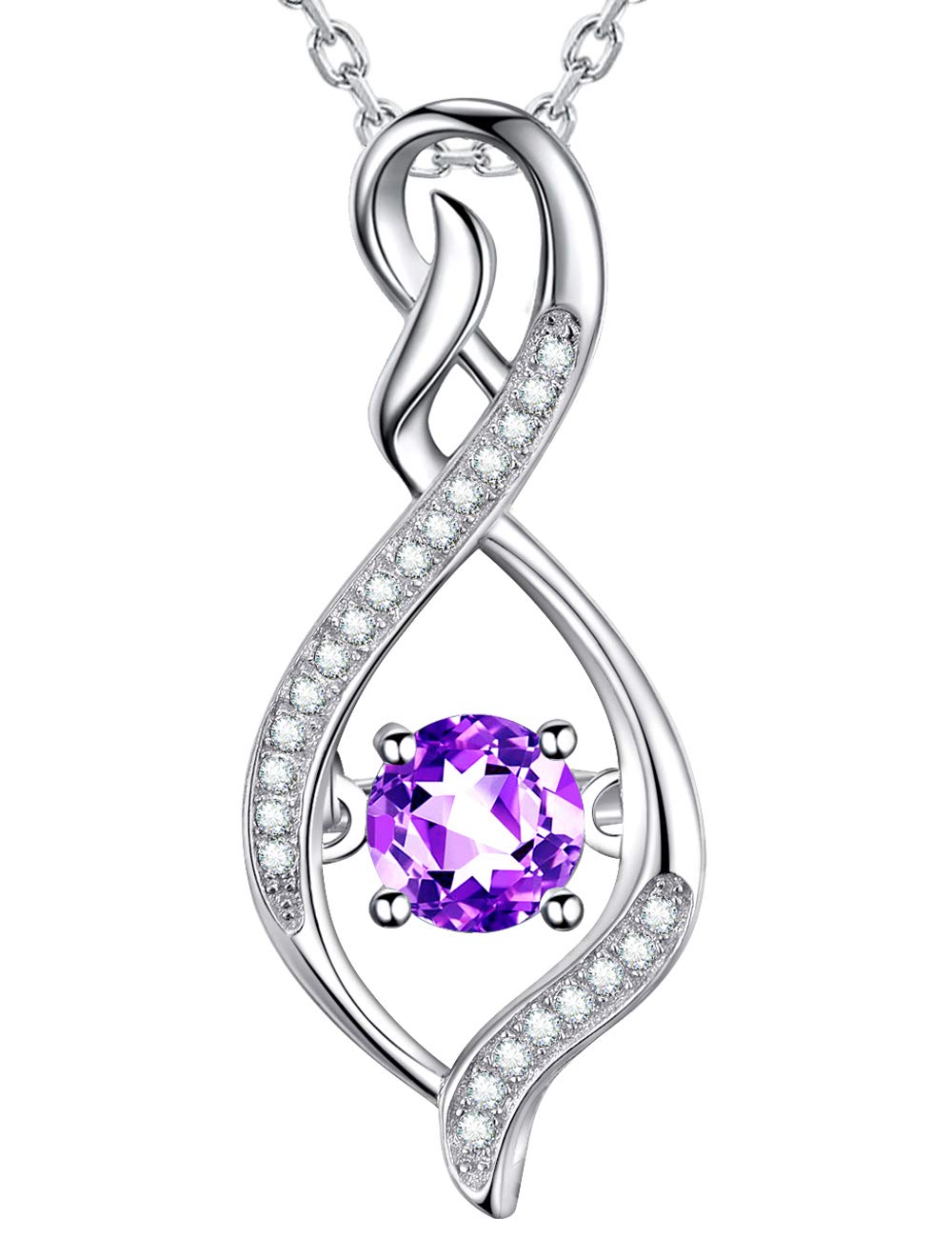 GinoMay Amethyst Gemstone Necklace Women Mothers Day Birthday Gifts Mum February Birthstone Forever Love Infinity Jewellery Sterling Silver — image 1