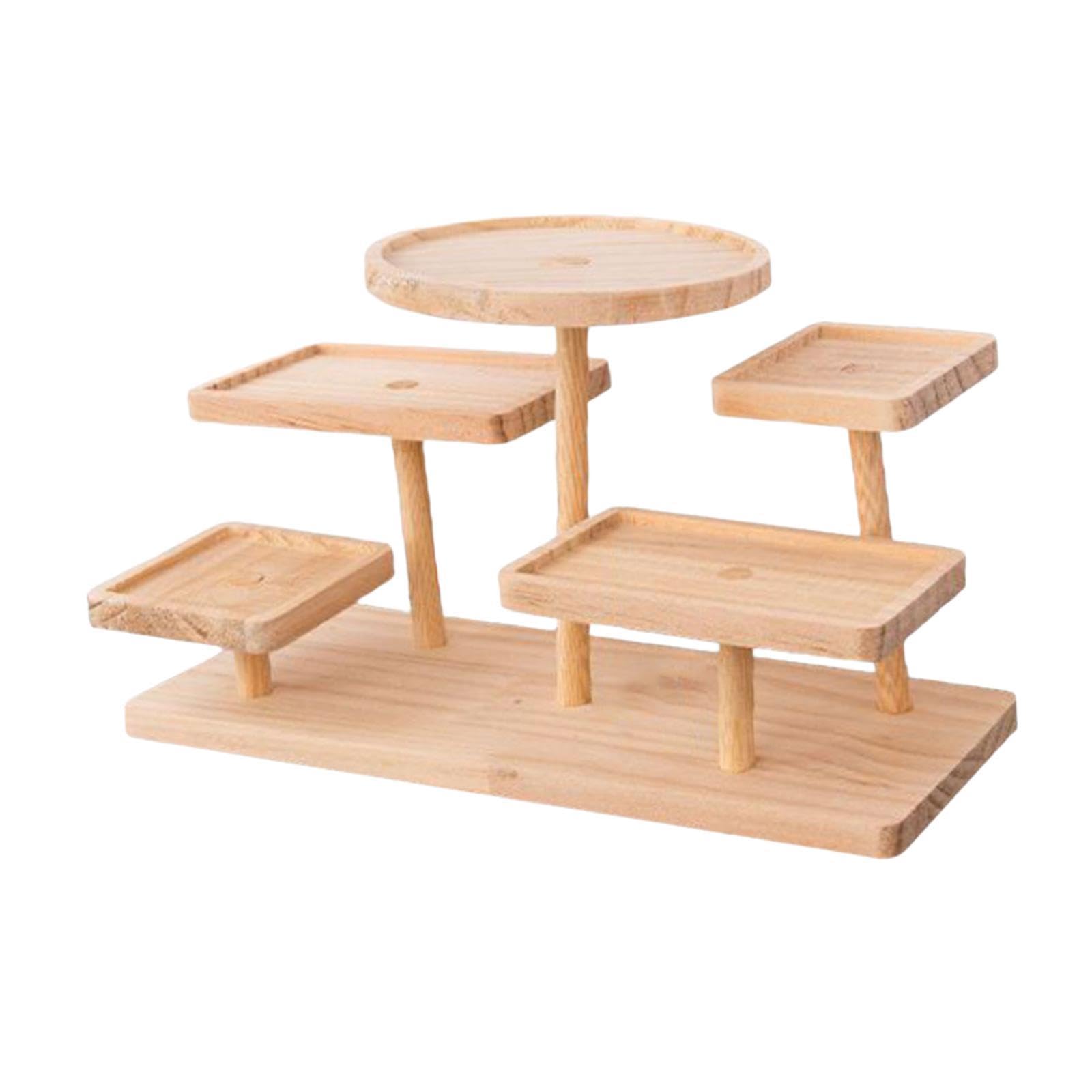Sharplace Display Riser Stand Wooden Cake Stand Multi Tier High and Low Ladder Makeup Organizer Storage Rack for Craft Figurine Book Cosmetics, 5 Layer