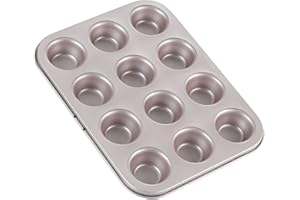 CHEFMADE Mini Muffin Pan, 12-Cavity Non-Stick Mini Cupcake Pan Bakeware for Oven Baking (Champagne Gold)