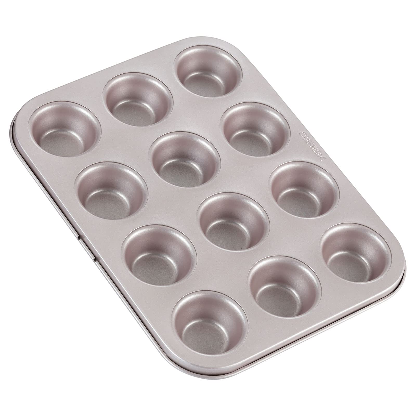 CHEFMADE Mini Muffin Pan, 12-Cavity Non-Stick Mini Cupcake Pan Bakeware for Oven Baking (Champagne Gold)