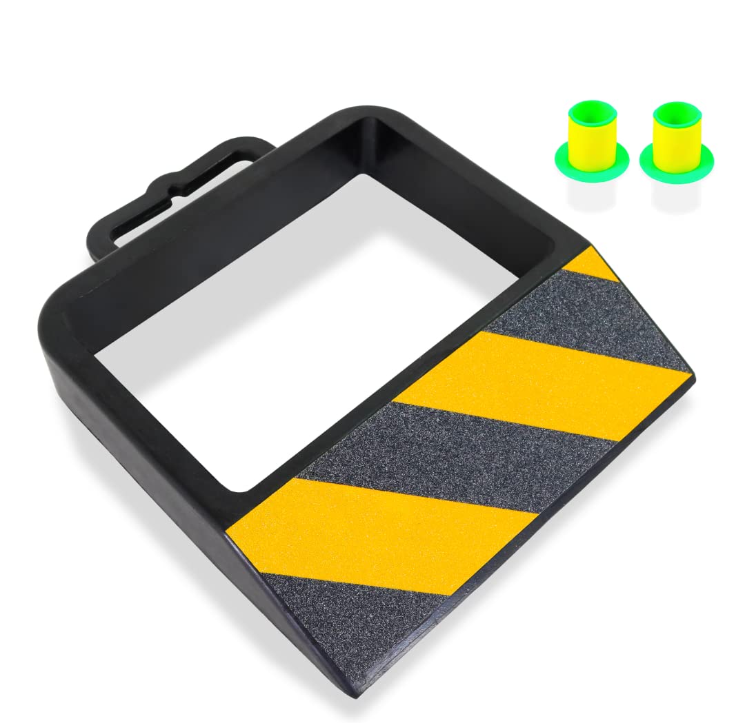 JALMATECH Pallet Truck Stopper - Heavy-Duty Wheel Chock for Pallet Jack - Ideal for Moving Cargo, Warehouse Parking, Delivery Trucks - Hazard Warning Slope - Complete with 2 Stretch Film Hand-Savers