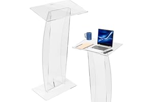 VIVO Acrylic Podium Stand, Sleek Transparent Professional Presentation Lectern with 27 inch Reading Surface Platform, Clear A