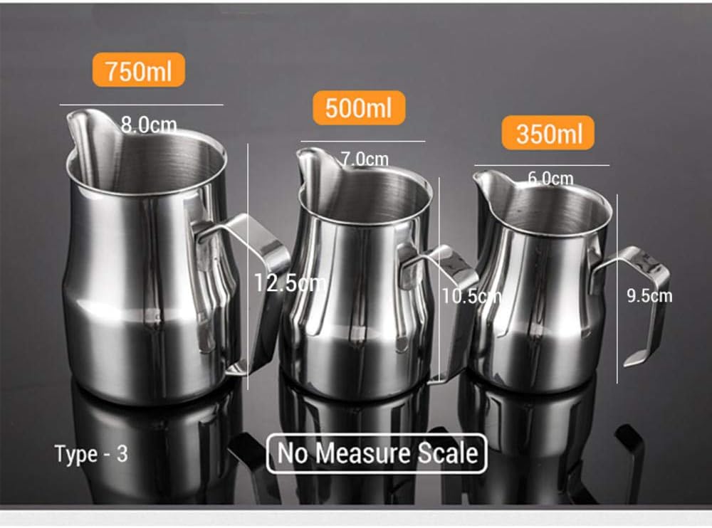 Milk Pitcher Frothing Jug Stainless Steel Milk Frothing Jug Coffee Pitcher Latte Art Cup Capacity 600Ml/1000Ml